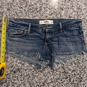 Hollister Dark Blue Denim Frayed Shorts